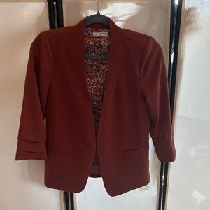 Petite Sophisticate Open-Front Blazer in Burgundy